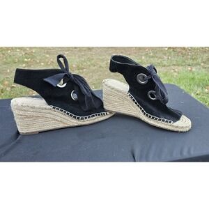 Sole Society Suede Lace-Up Wedges Cambrine Black Size 8 Medium